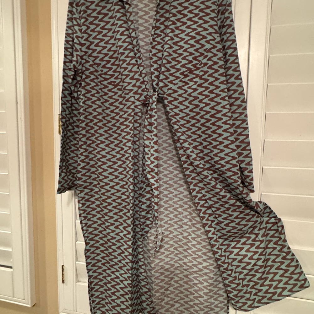 Zara Blue and Brown Zigzag Coat